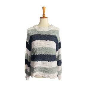 How Very Loved Striped Sweater Textured Pullover Size X-Large Relaxed Cozy Comfy